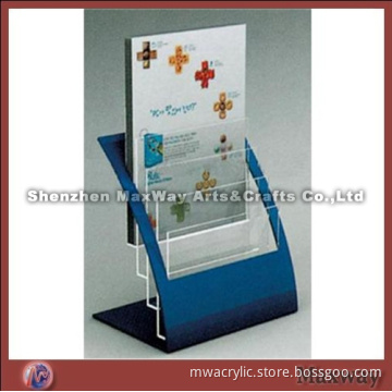 Acrylic blue menu/card/brochure holder which is very popular in home or office